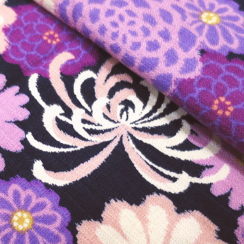 義若オリジナル激安セール柄股引き 菊尽くし 紫
